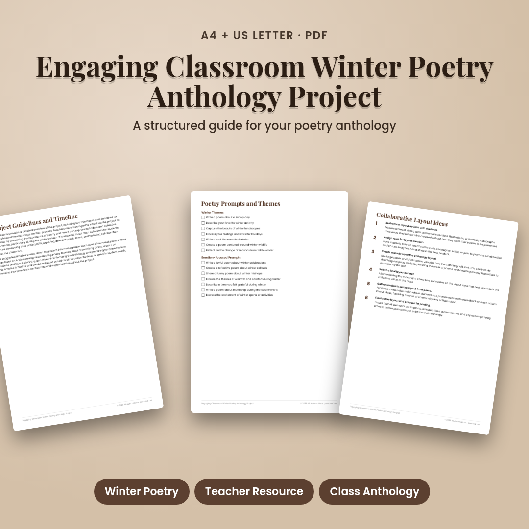 Engaging Classroom Winter Poetry Anthology Project
