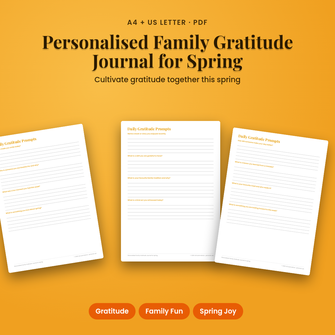 Personalised Family Gratitude Journal for Spring