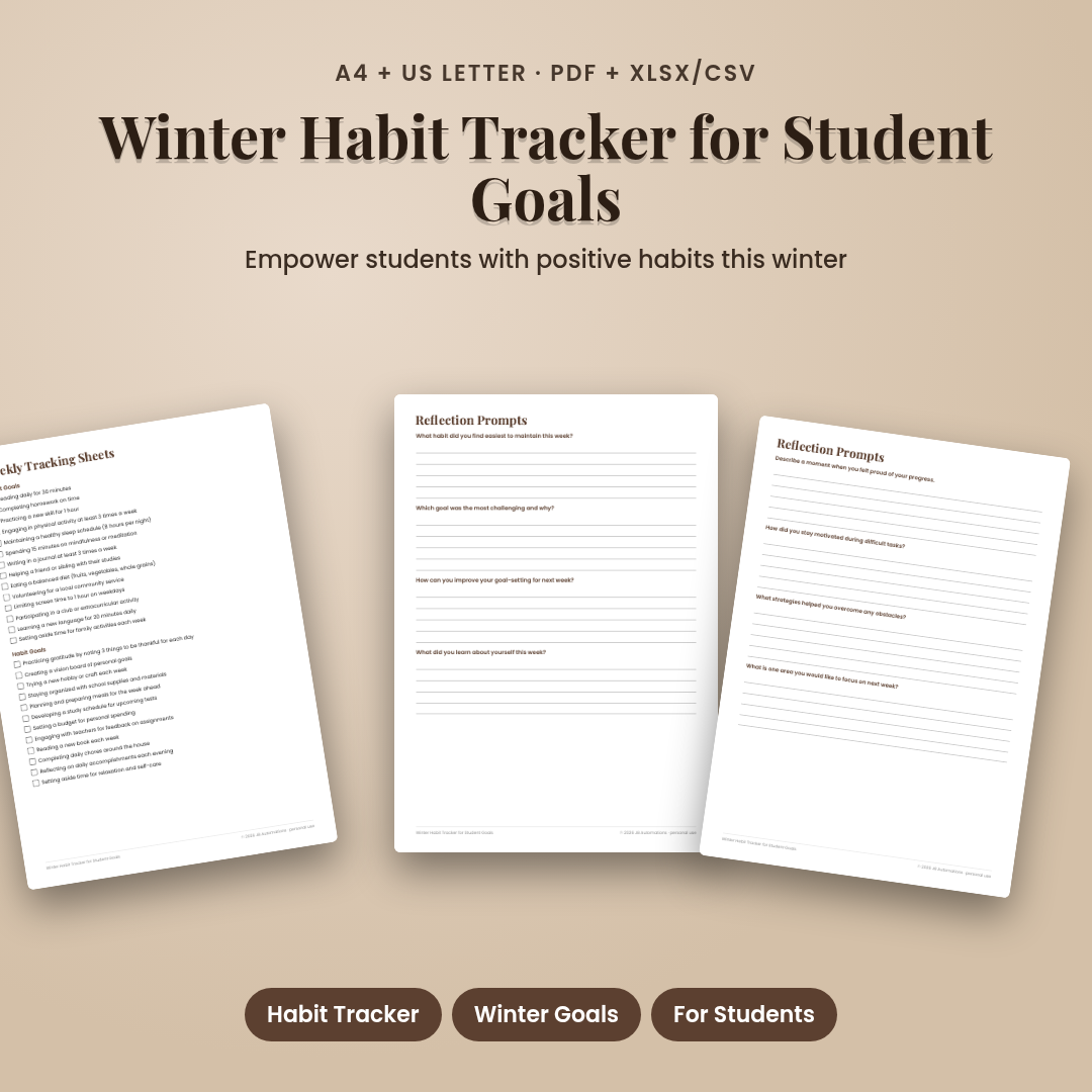 Winter Habit Tracker for Student Goals