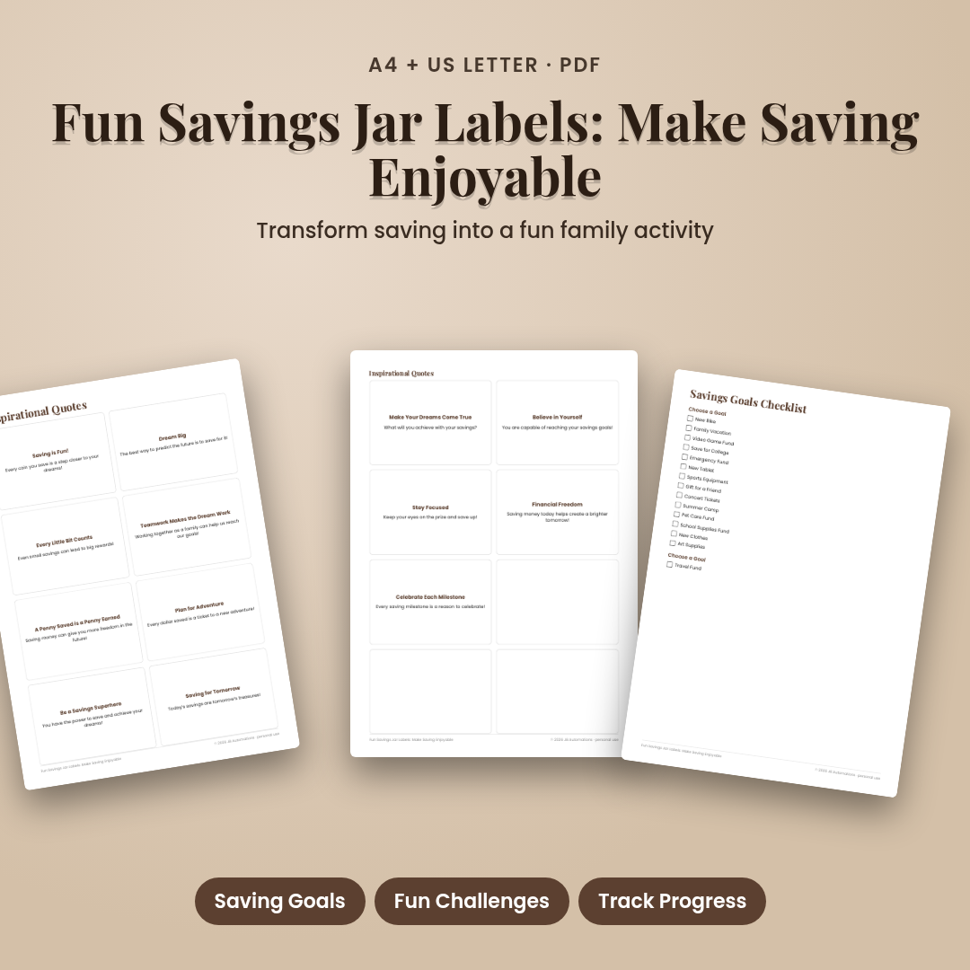 Fun Savings Jar Labels: Make Saving Enjoyable