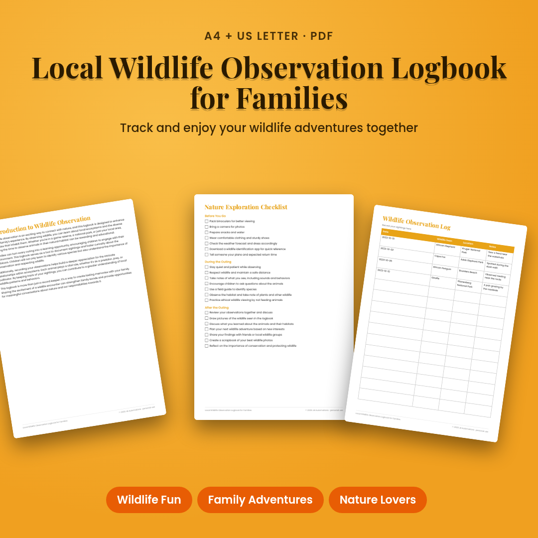 Local Wildlife Observation Logbook for Families