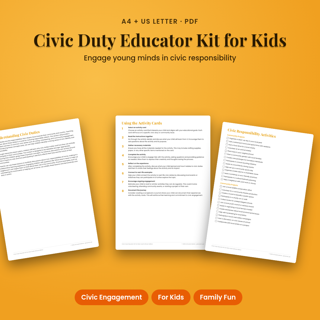 Civic Duty Educator Kit for Kids: South African Edition
