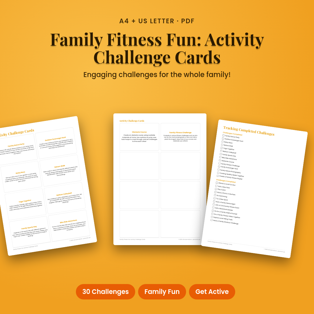 Family Fitness Fun: Activity Challenge Cards