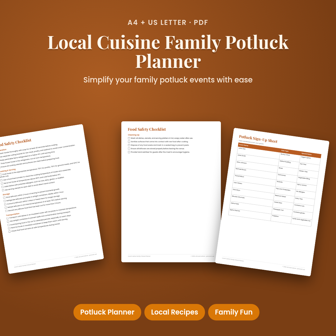 Local Cuisine Family Potluck Planner