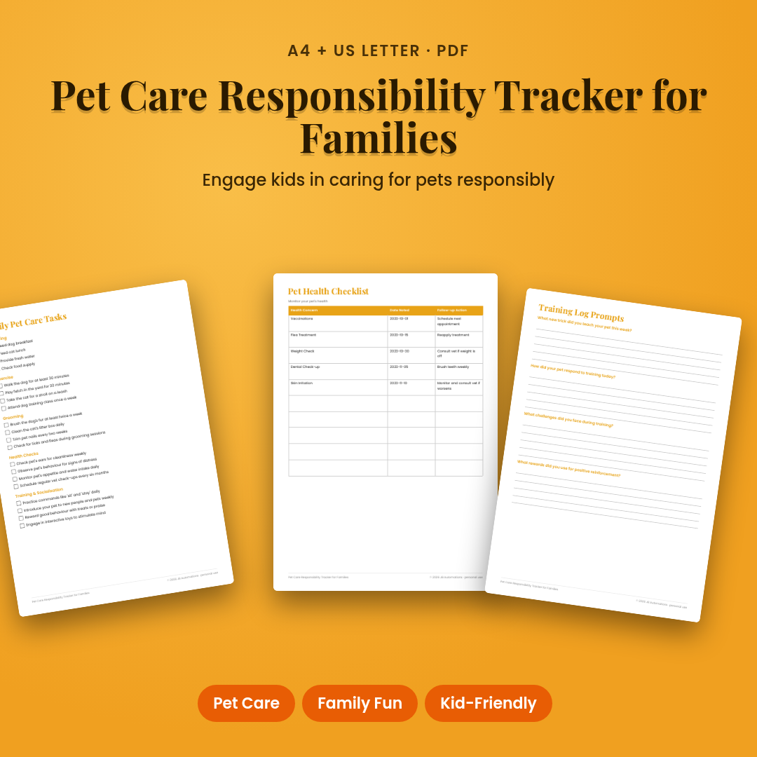 Pet Care Responsibility Tracker for Families