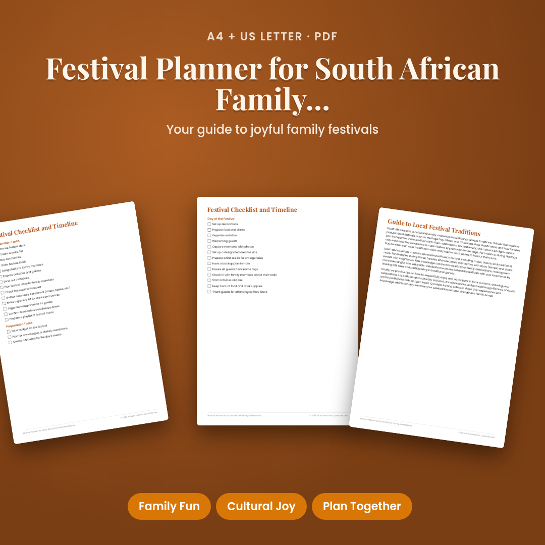 Festival Planner for South African Family Celebrations