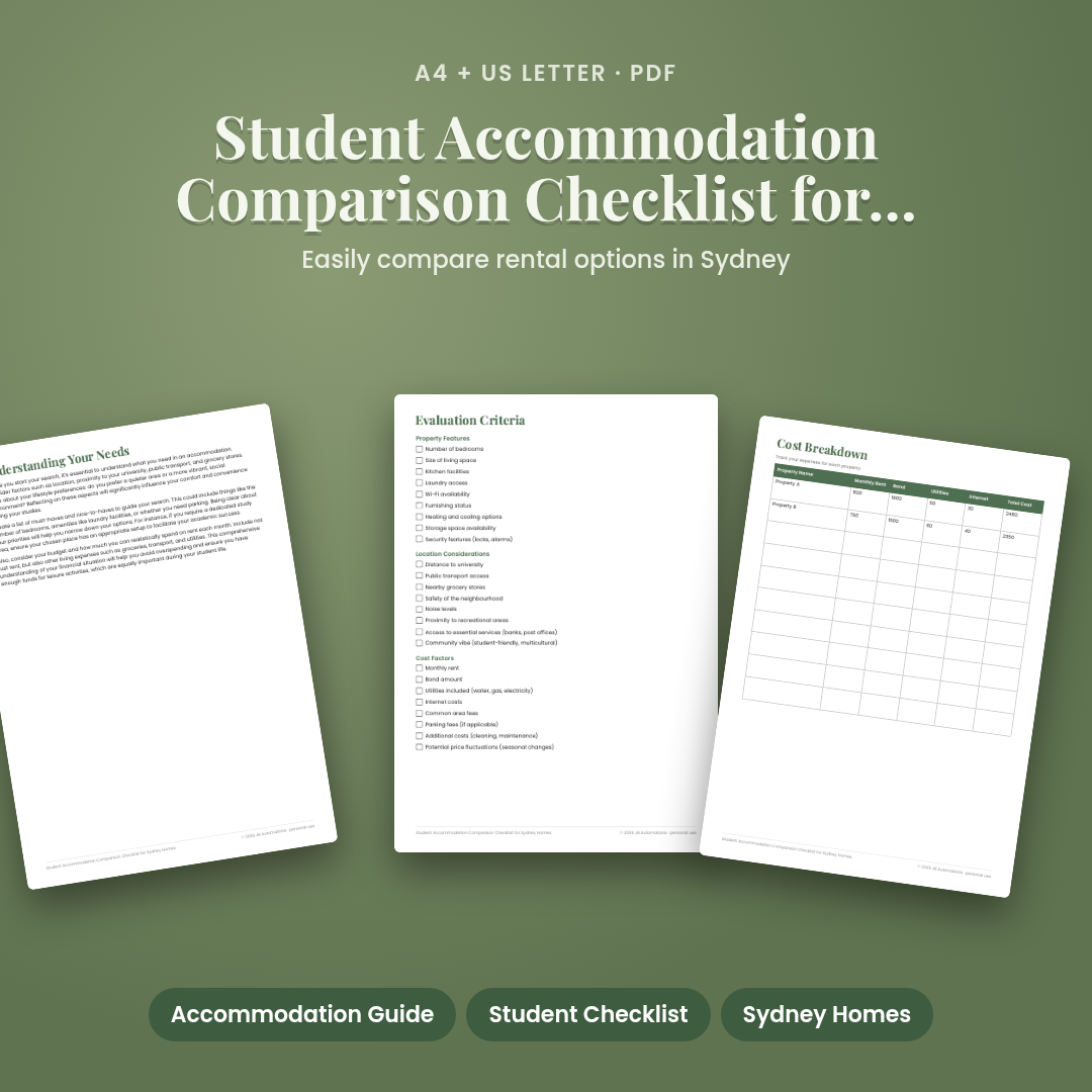 Student Accommodation Comparison Checklist for Sydney Homes