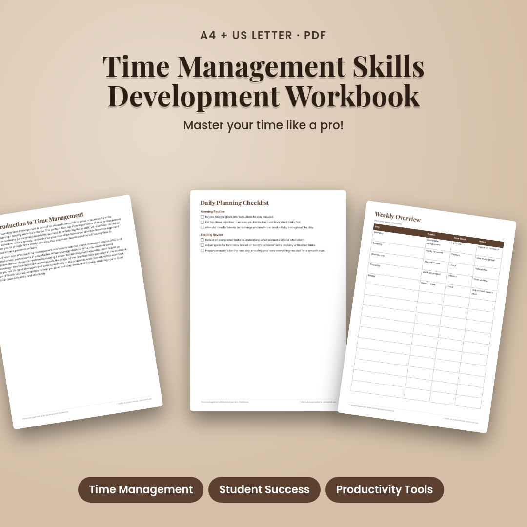Time Management Skills Development Workbook