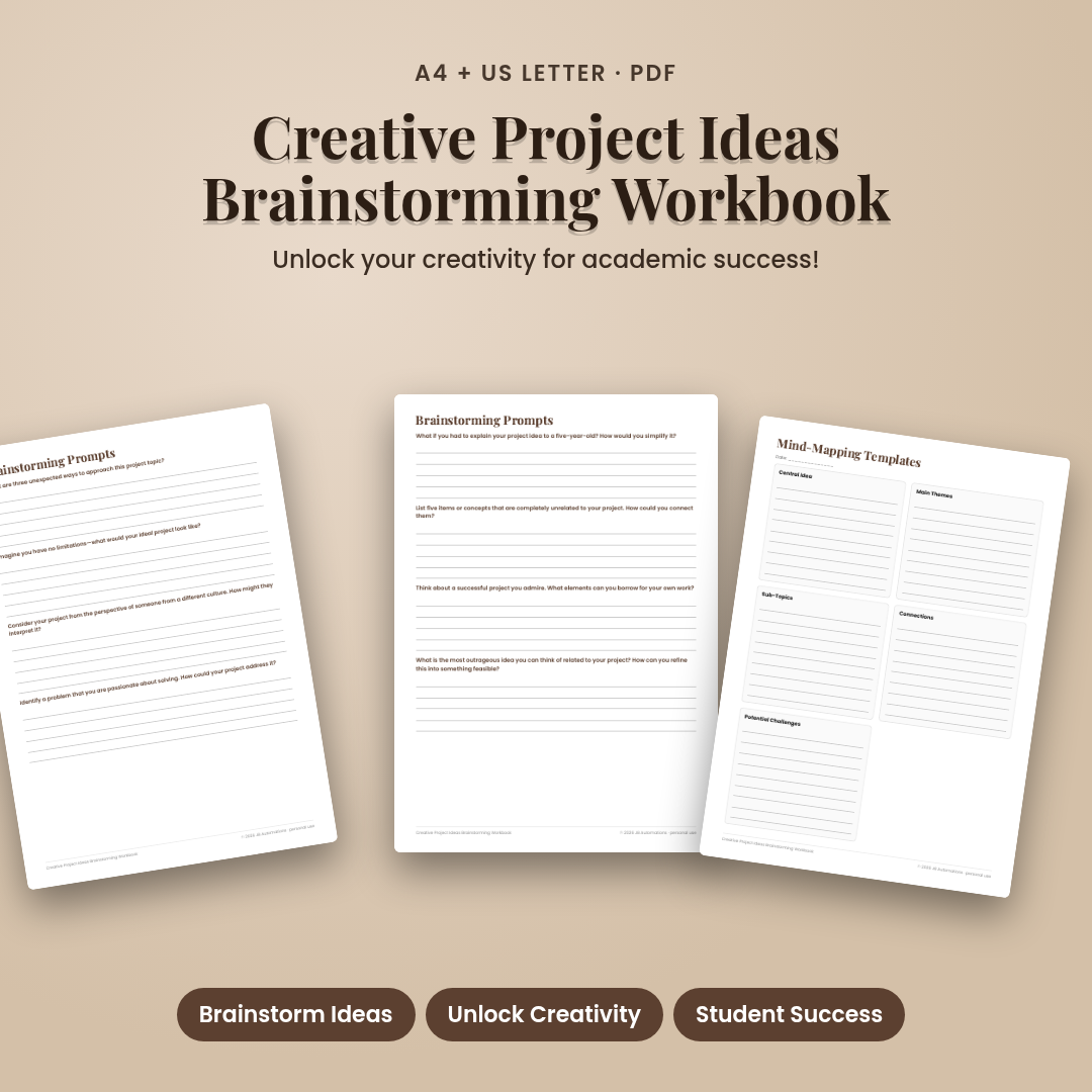 Creative Project Ideas Brainstorming Workbook