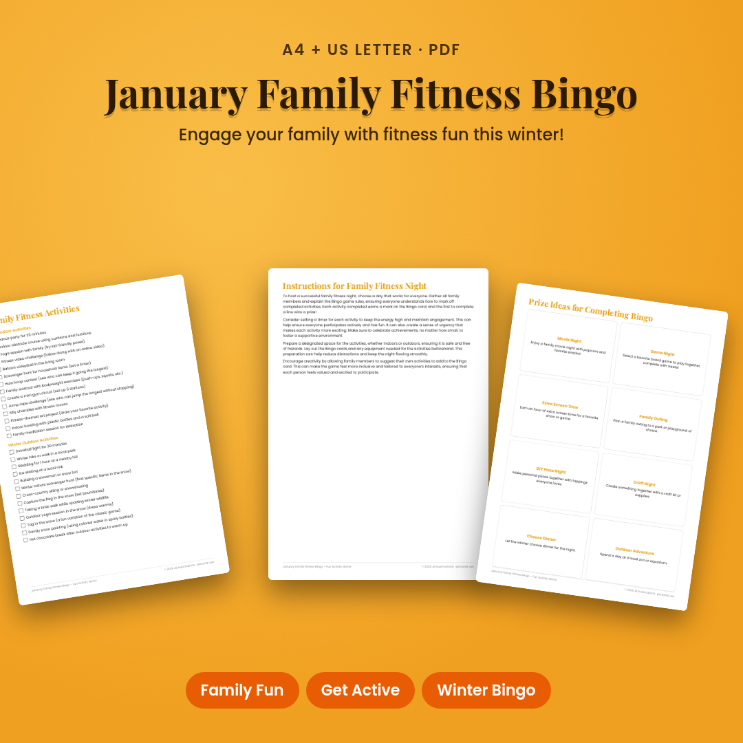 January Family Fitness Bingo – Fun Activity Game