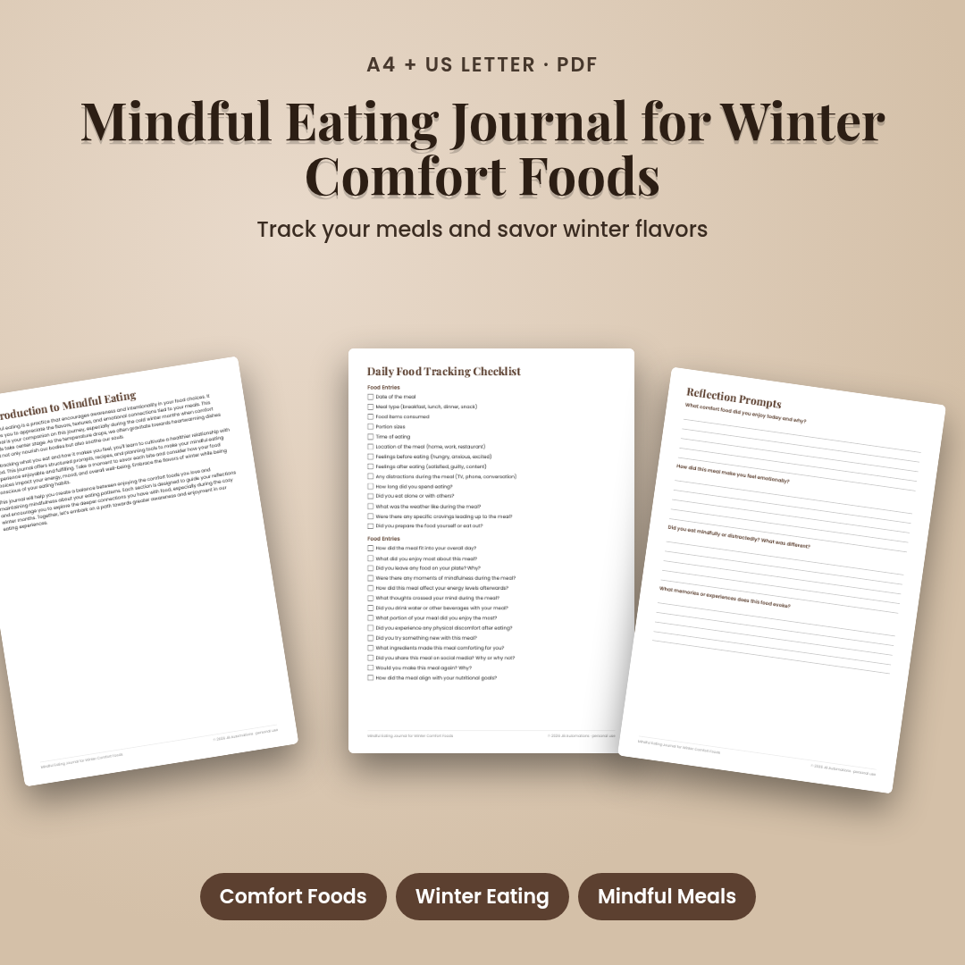 Mindful Eating Journal for Winter Comfort Foods