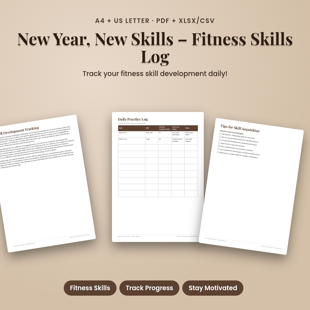 New Year, New Skills – Fitness Skills Log