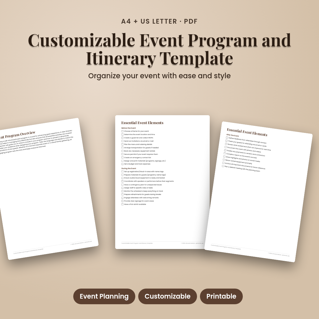 Customizable Event Program and Itinerary Template