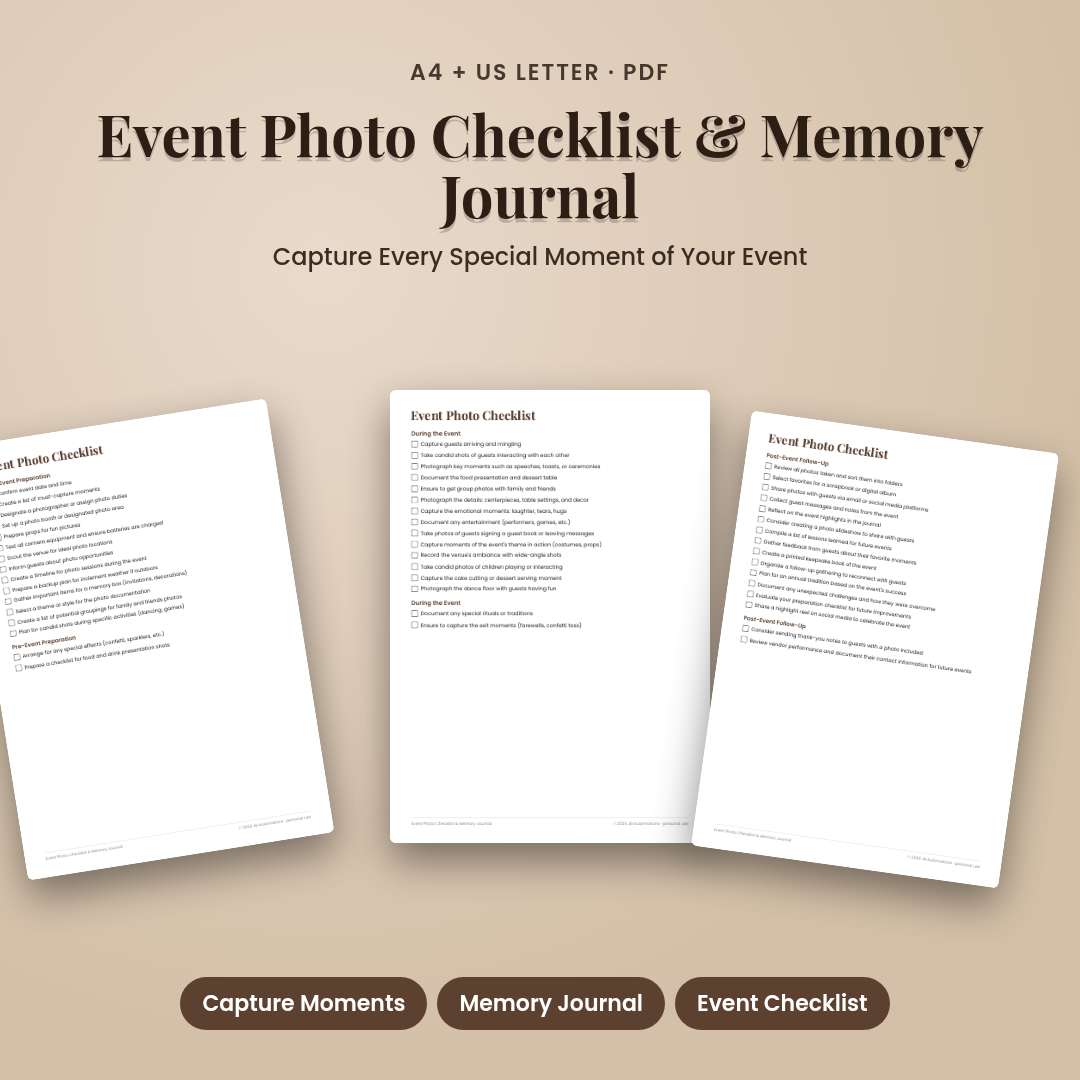 Event Photo Checklist & Memory Journal