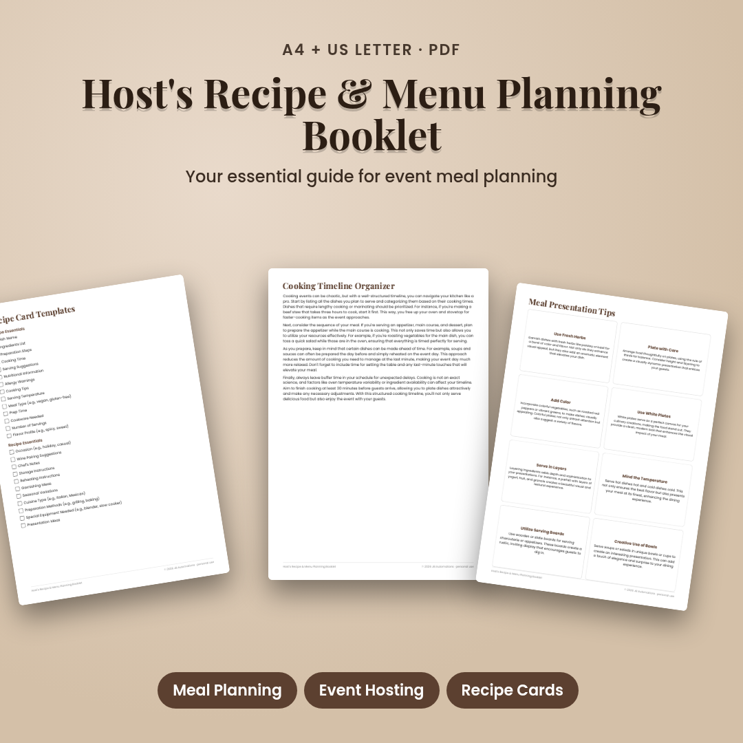 Host's Recipe & Menu Planning Booklet