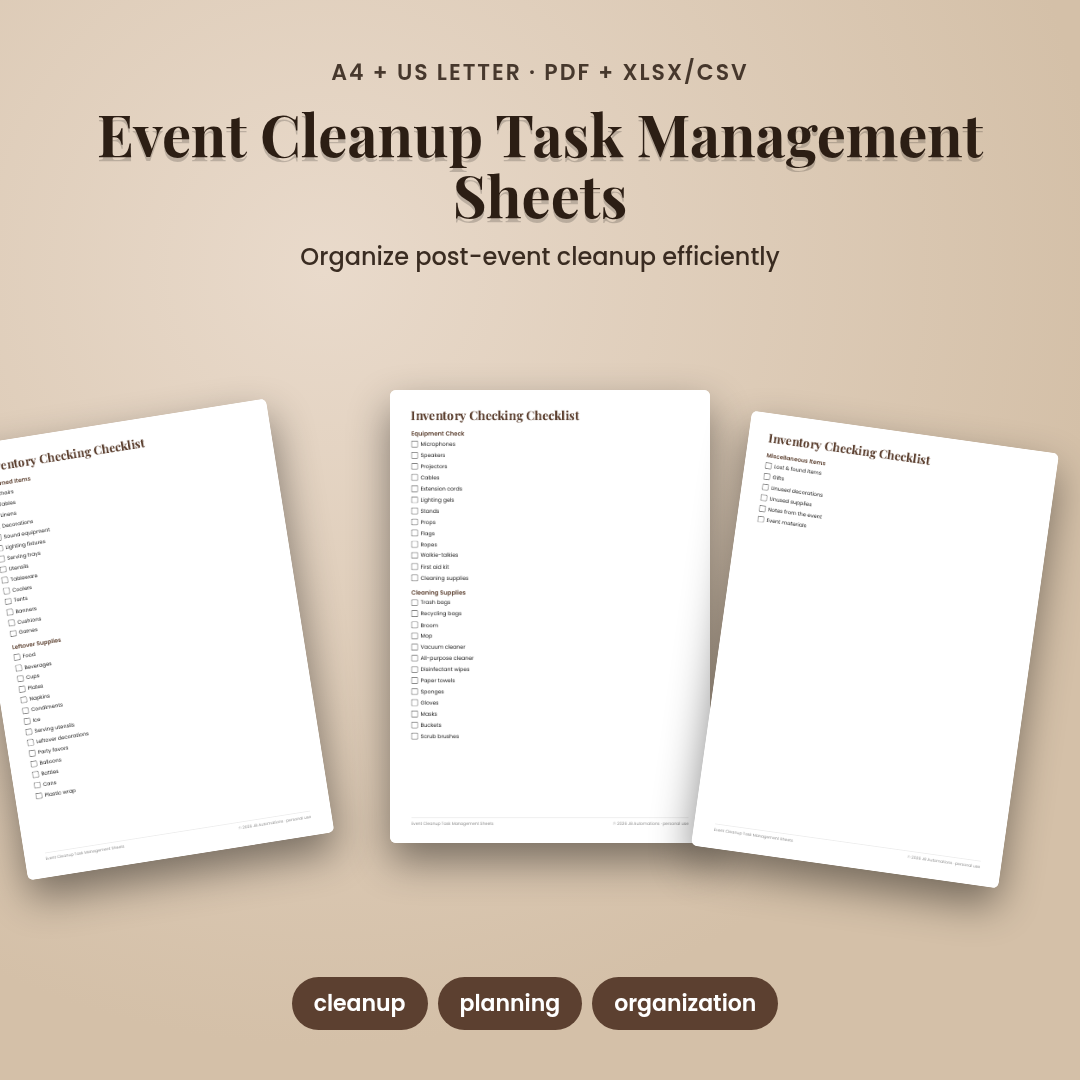 Event Cleanup Task Management Sheets