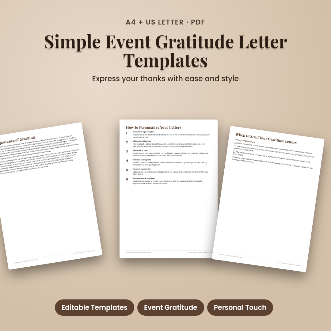 Simple Event Gratitude Letter Templates