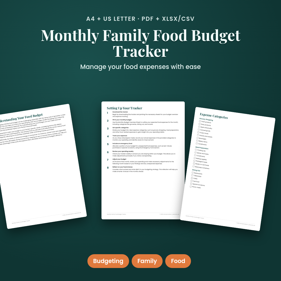 Monthly Family Food Budget Tracker