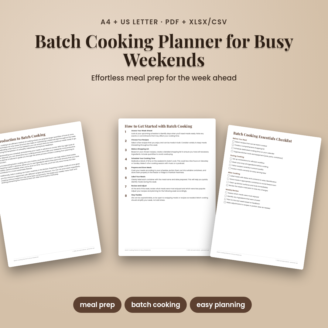 Batch Cooking Planner for Busy Weekends