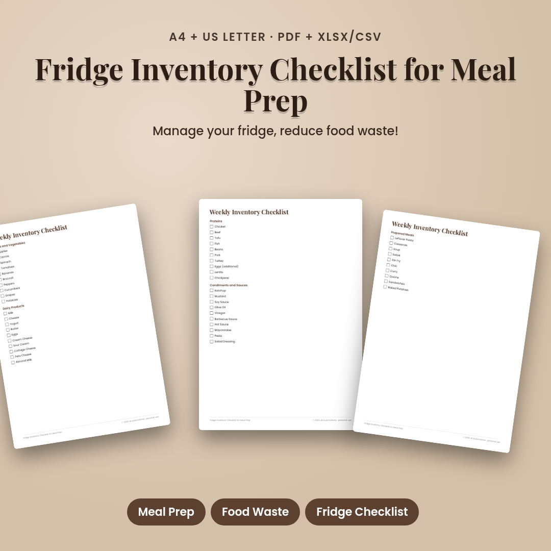 Fridge Inventory Checklist for Meal Prep