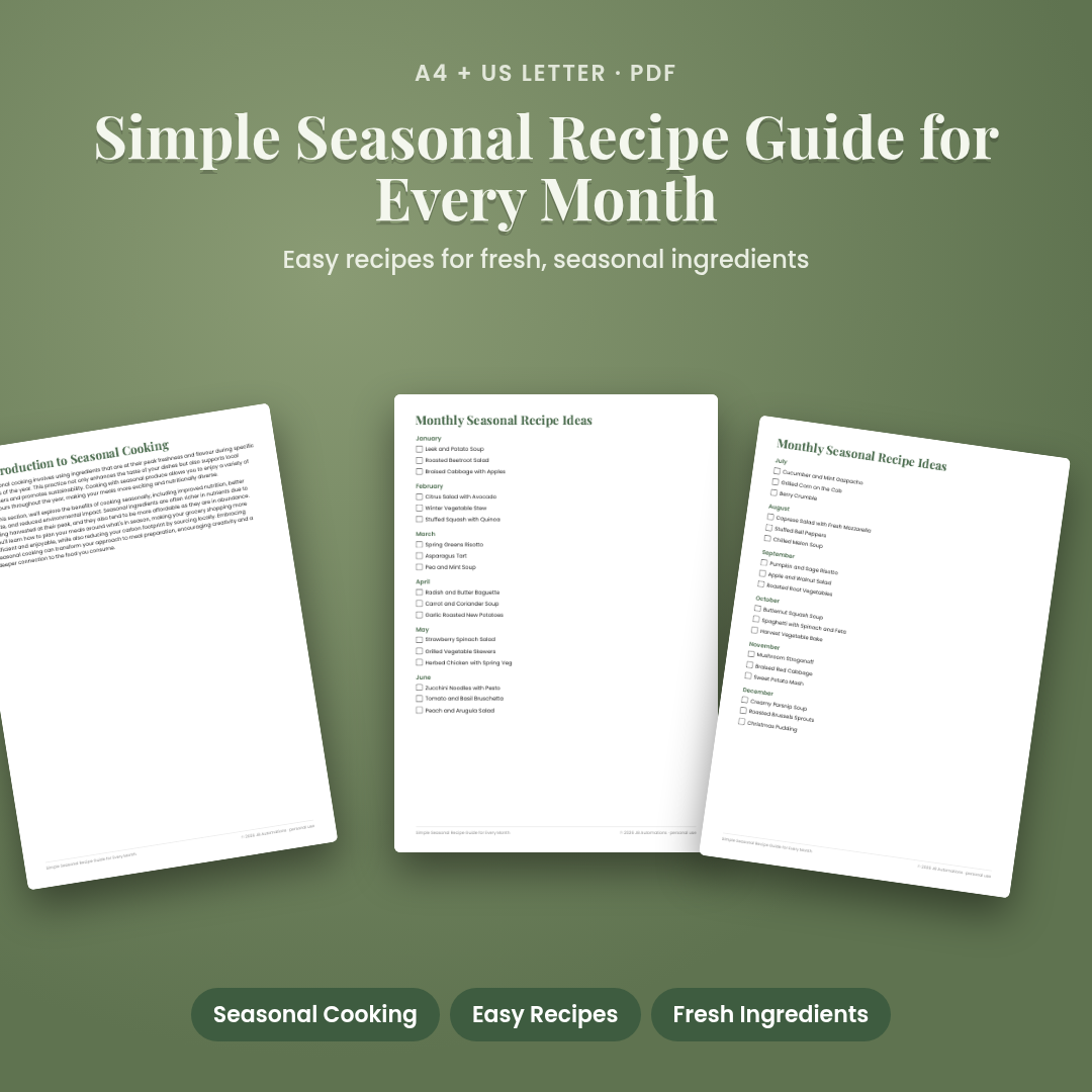 Simple Seasonal Recipe Guide for Every Month