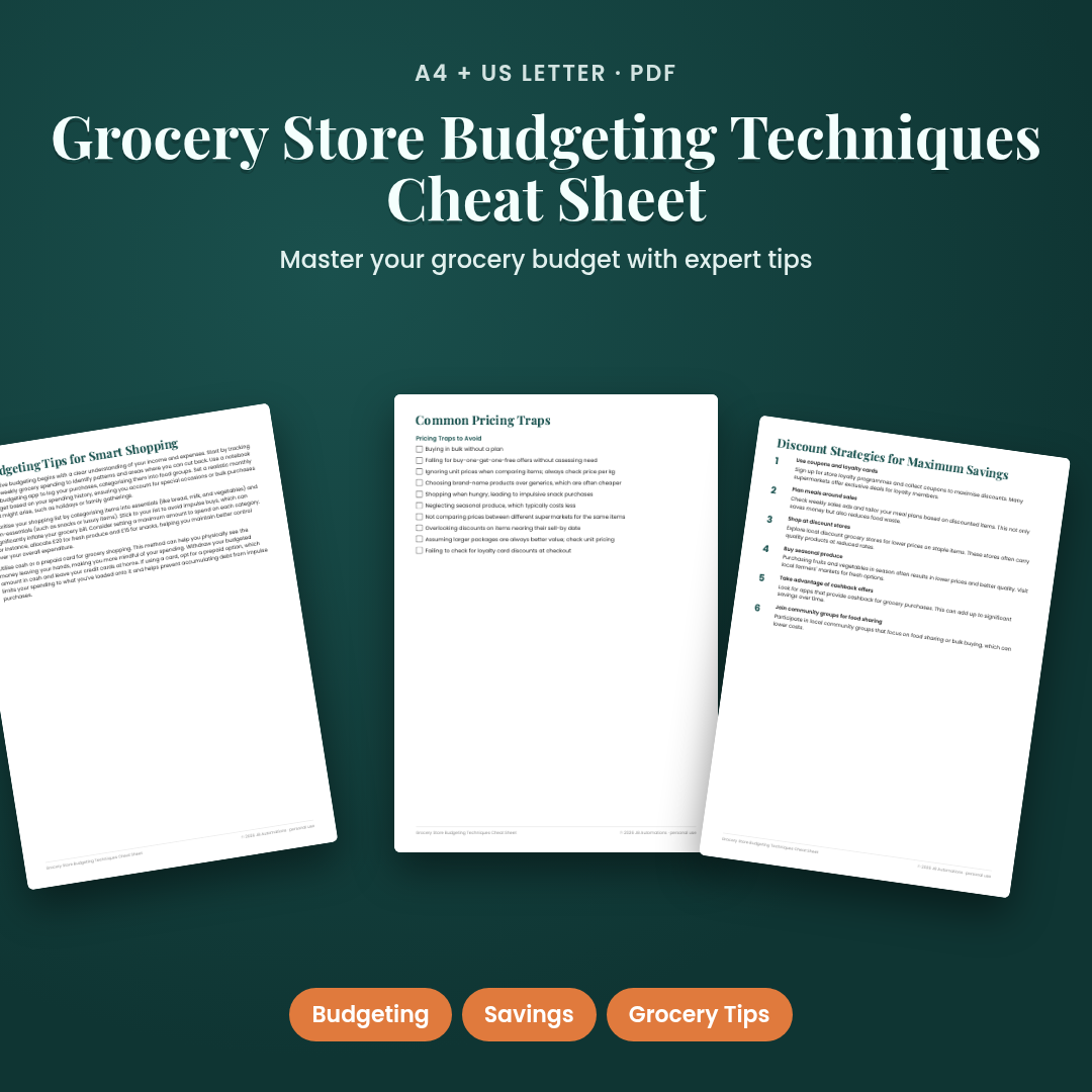 Grocery Store Budgeting Techniques Cheat Sheet