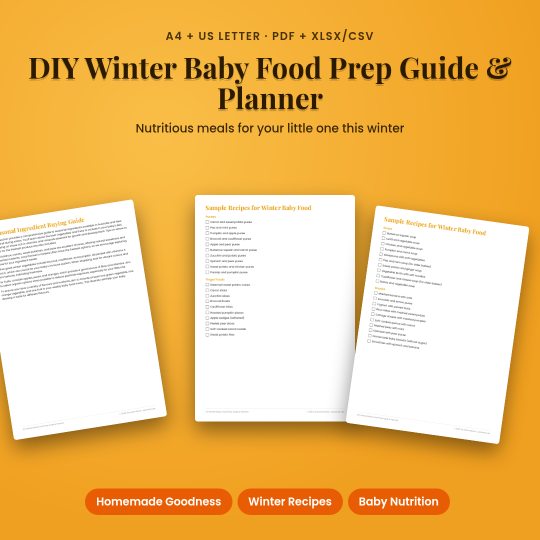 DIY Winter Baby Food Prep Guide & Planner