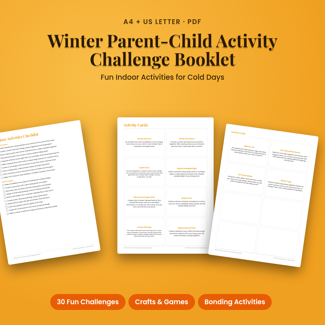 Winter Parent-Child Activity Challenge Booklet