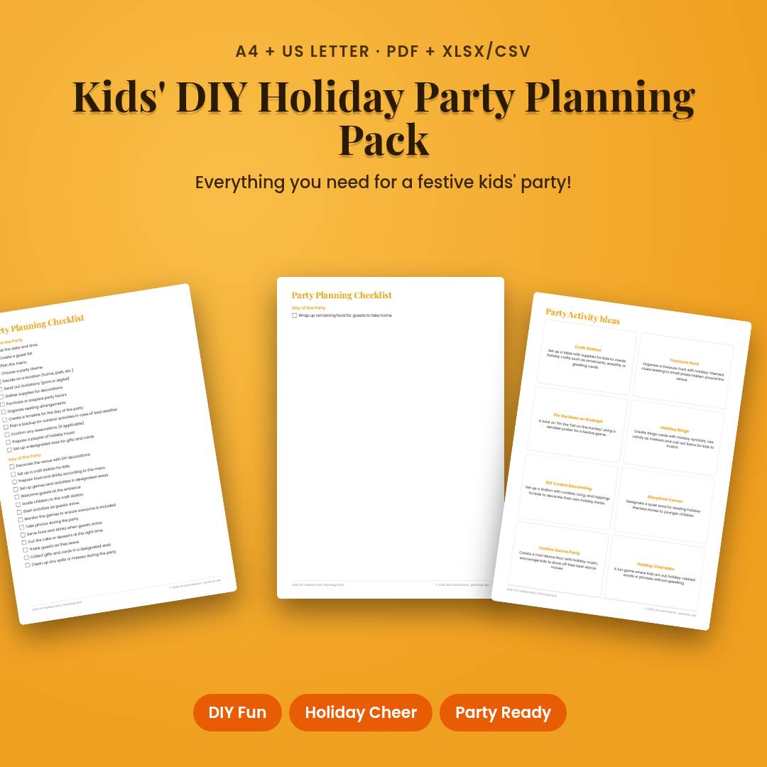 Kids' DIY Holiday Party Planning Pack