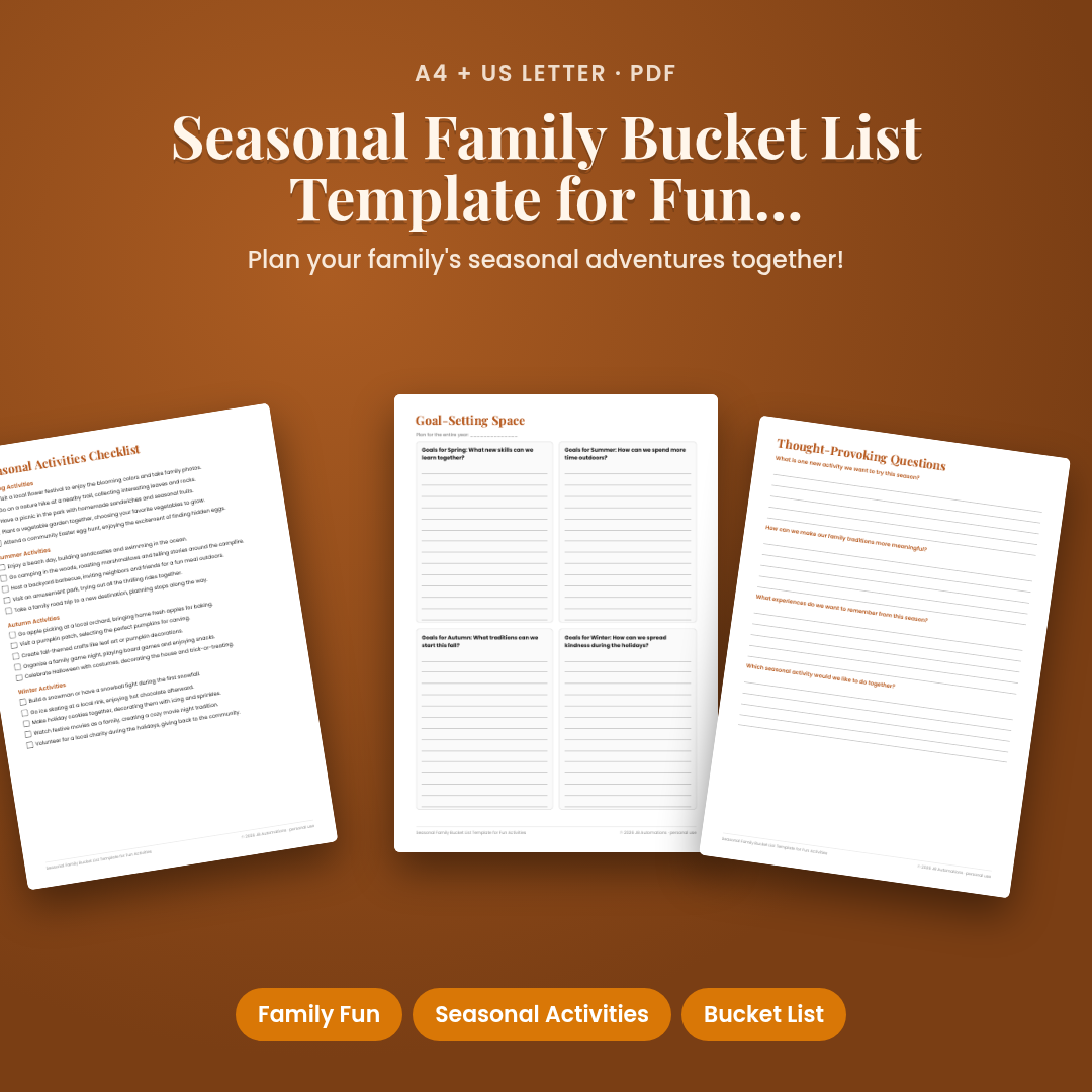 Seasonal Family Bucket List Template for Fun Activities