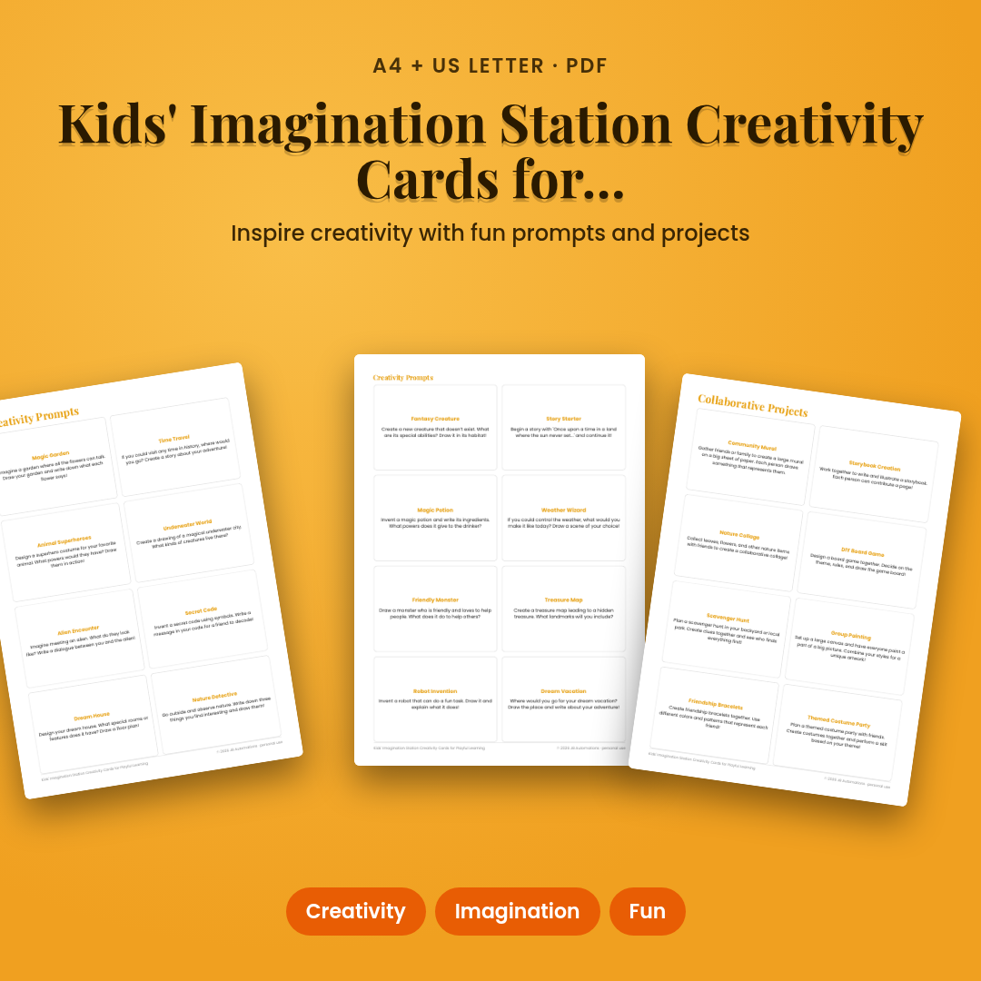 Kids' Imagination Station Creativity Cards for Playful Learning