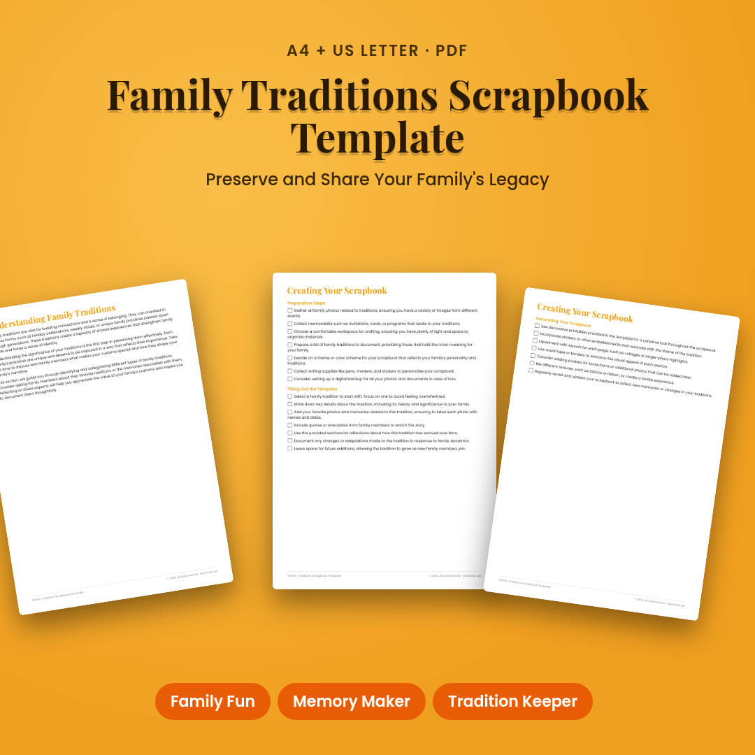 Family Traditions Scrapbook Template