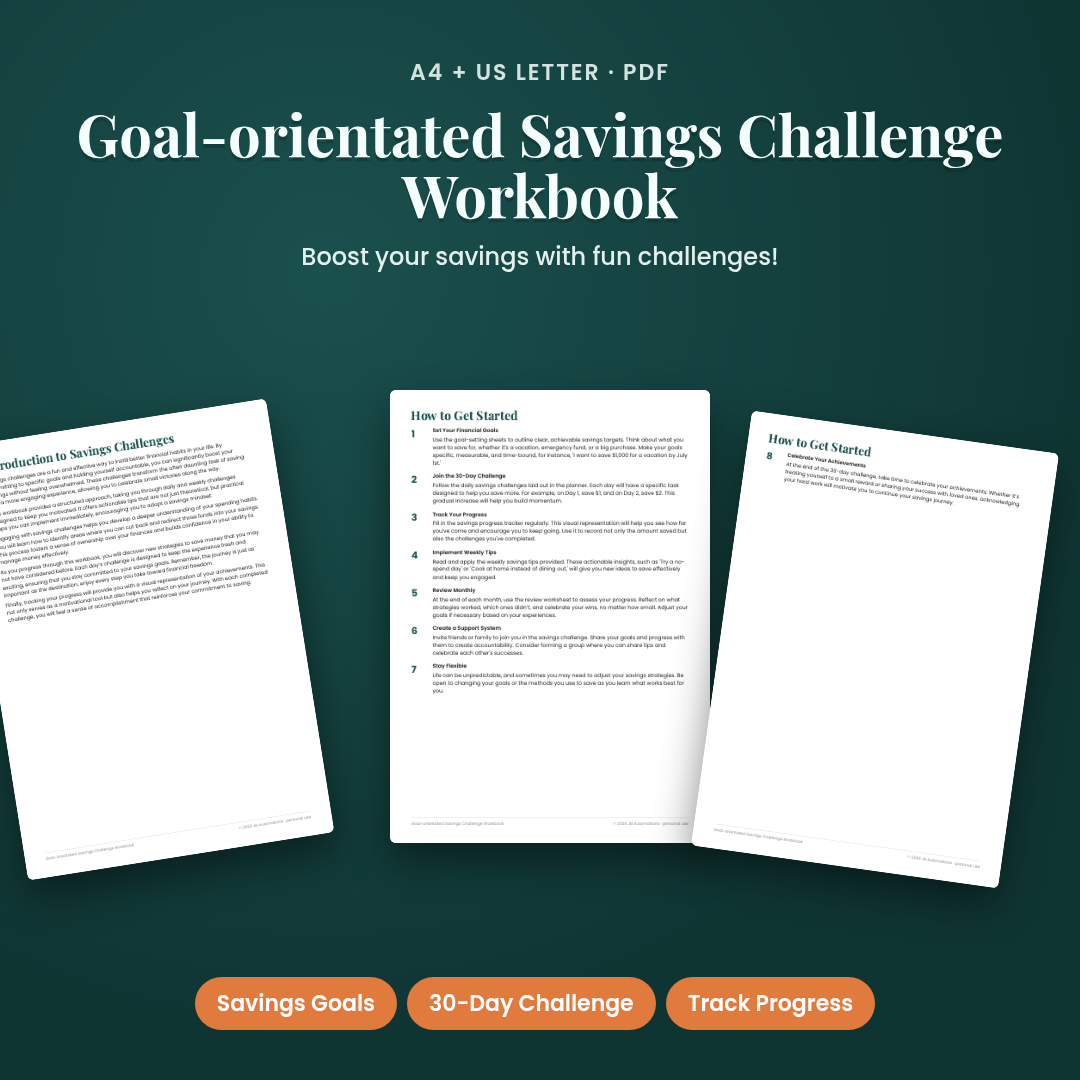 Goal-orientated Savings Challenge Workbook