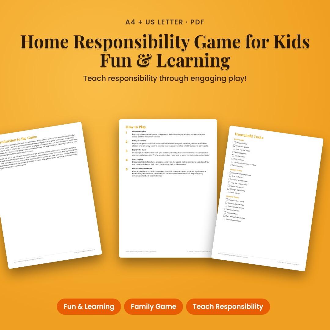Home Responsibility Game for Kids Fun & Learning