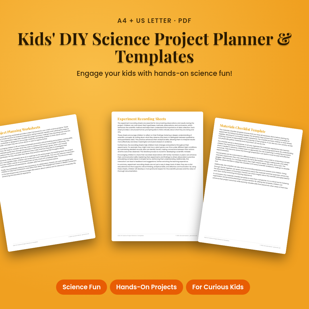 Kids' DIY Science Project Planner & Templates