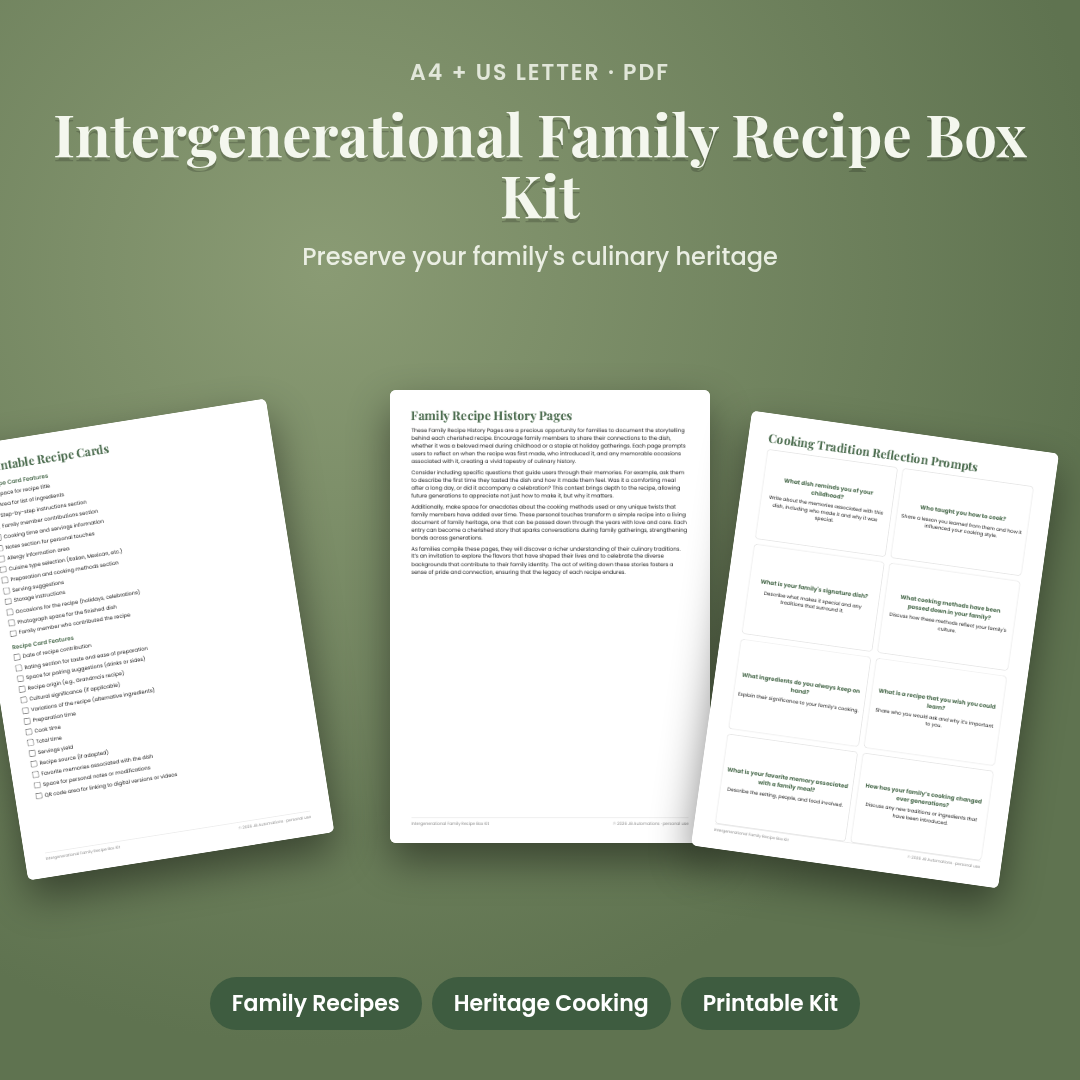 Intergenerational Family Recipe Box Kit