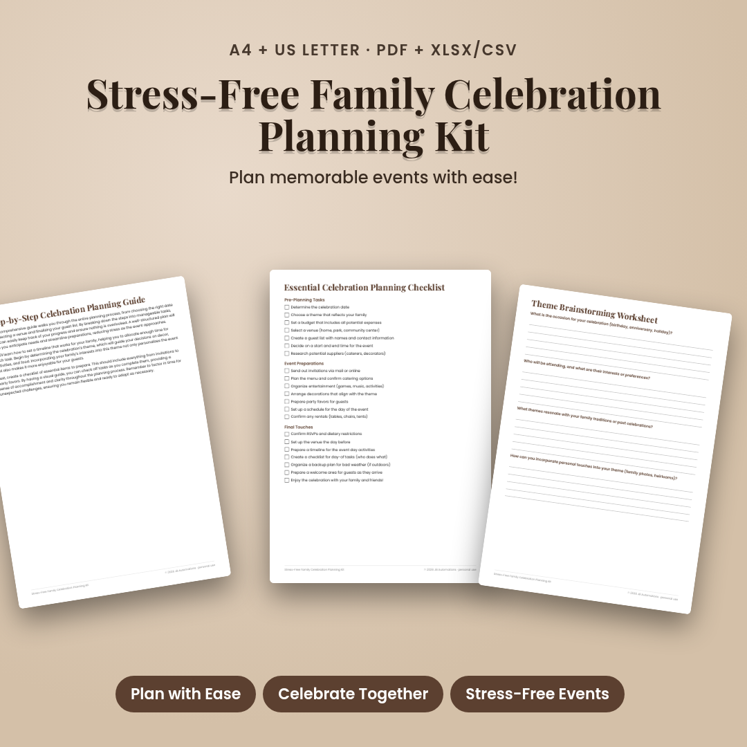 Stress-Free Family Celebration Planning Kit