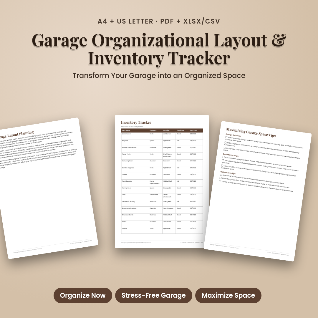 Garage Organizational Layout & Inventory Tracker