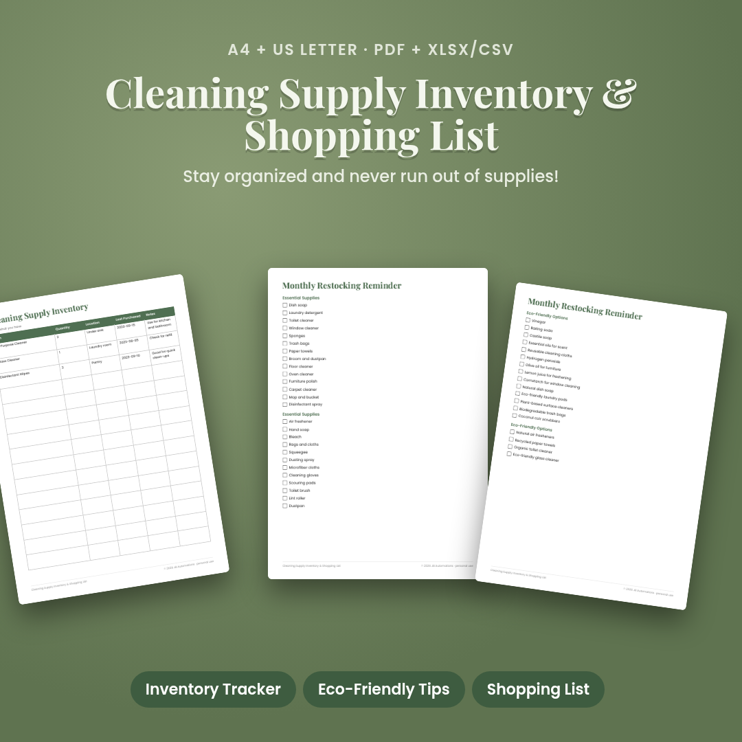Cleaning Supply Inventory & Shopping List