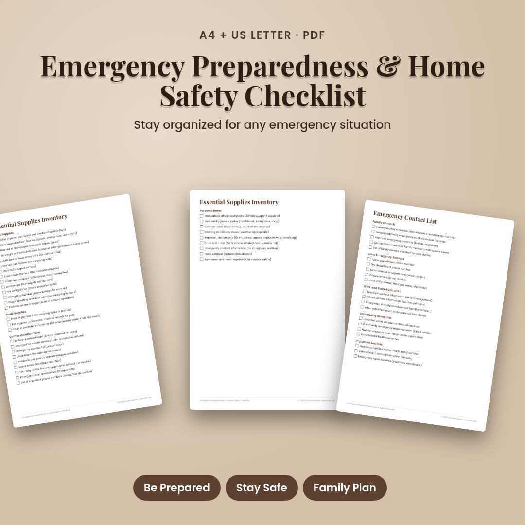 Emergency Preparedness &amp; Home Safety Checklist