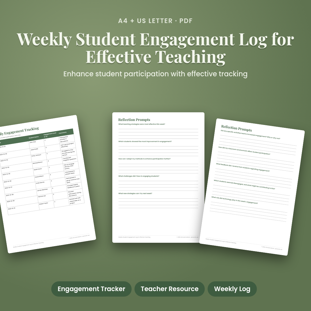 Weekly Student Engagement Log for Effective Teaching
