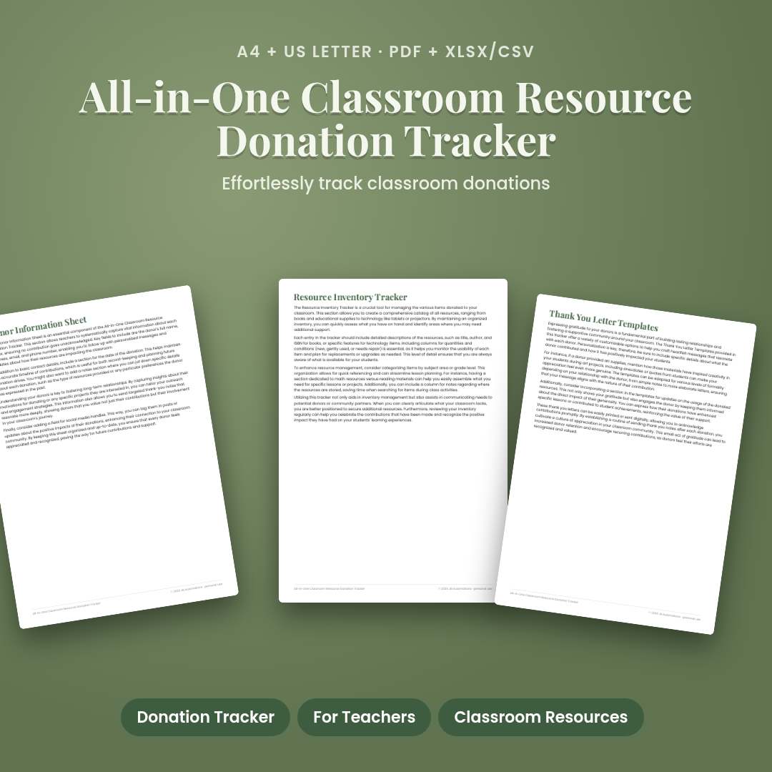 All-in-One Classroom Resource Donation Tracker