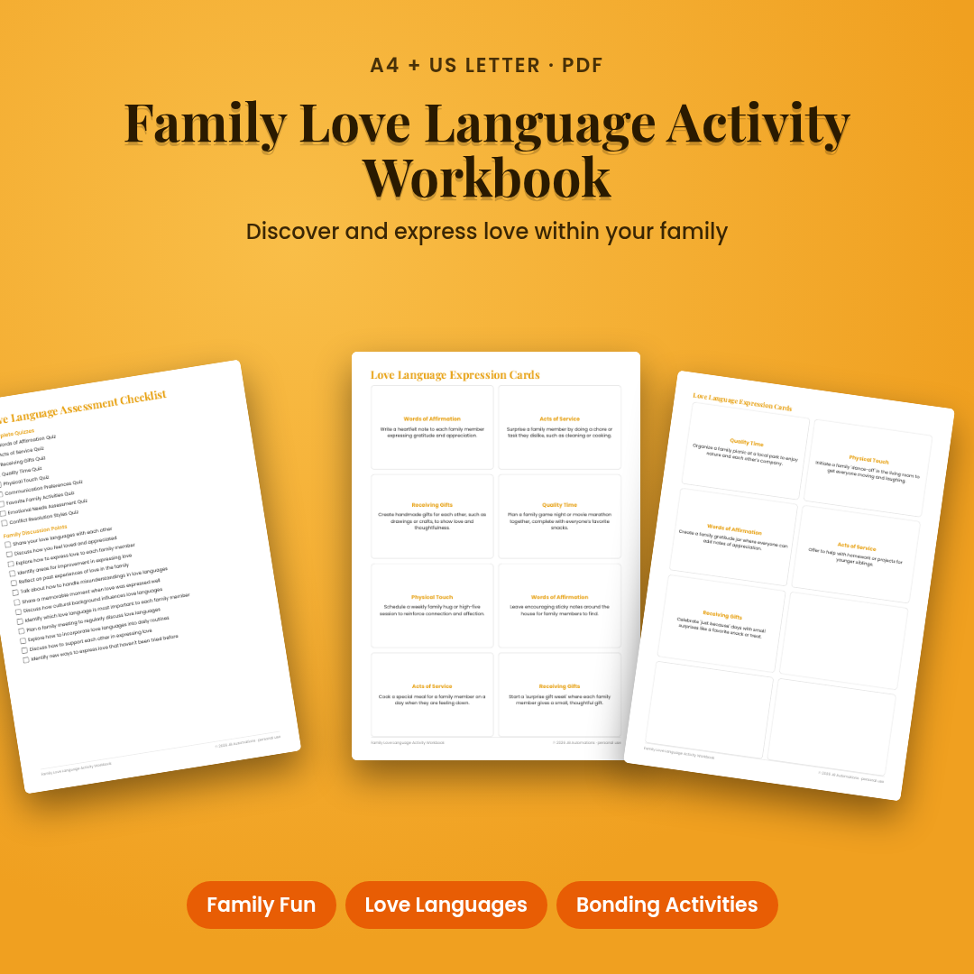 Family Love Language Activity Workbook
