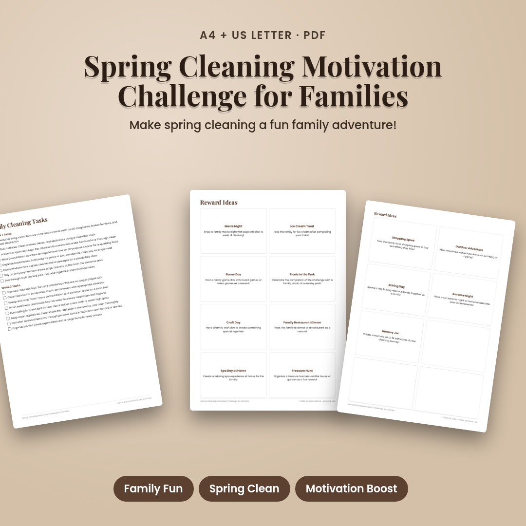 Spring Cleaning Motivation Challenge for Families