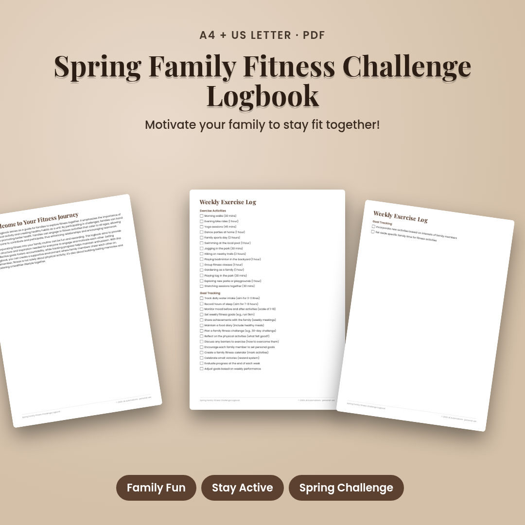 Spring Family Fitness Challenge Logbook