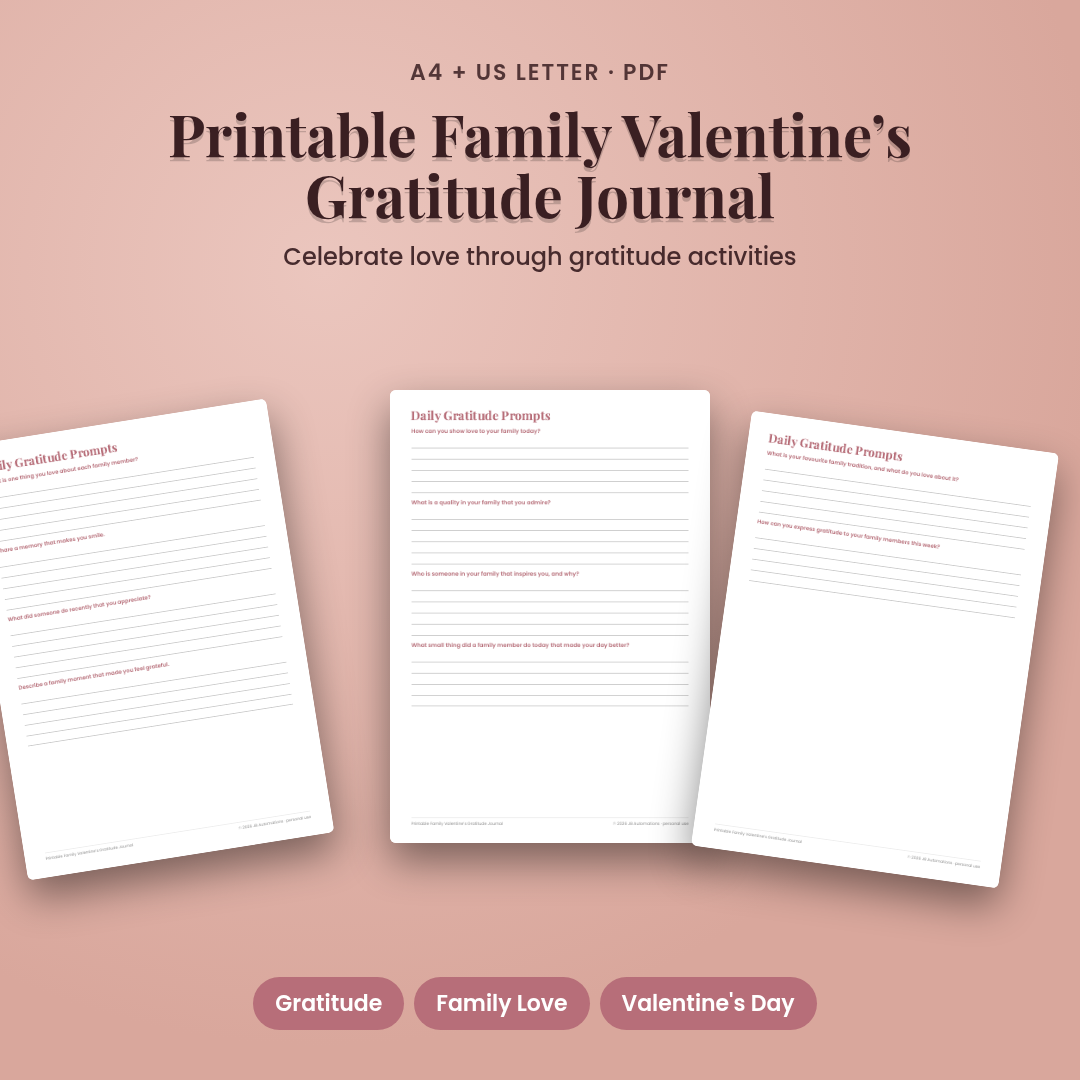 Printable Family Valentine’s Gratitude Journal