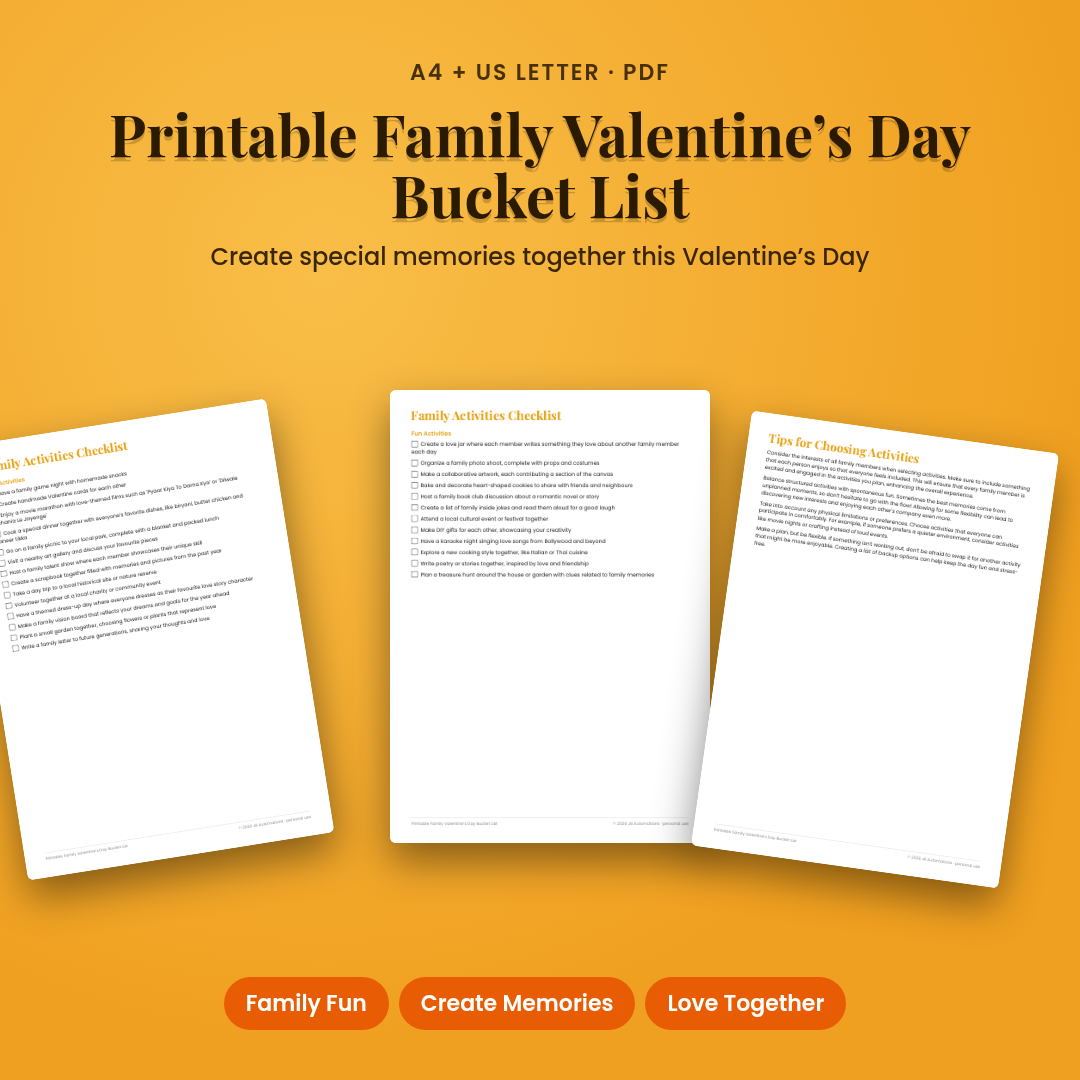 Printable Family Valentine’s Day Bucket List