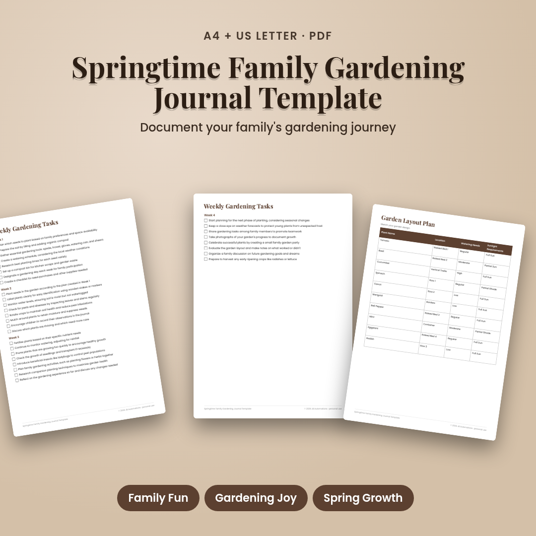 Springtime Family Gardening Journal Template