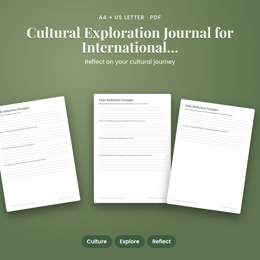 Cultural Exploration Journal for International Students