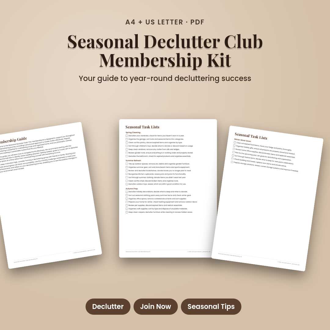 Seasonal Declutter Club Membership Kit